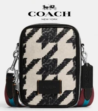 NEW! COACH CJ672 Stanton Crossbody With Houndstooth Print - MSRP: $250.00
