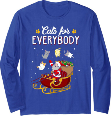 Cats For Everybody Ugly Christmas Cat Paw Gift Long Sleeve Tshirt
