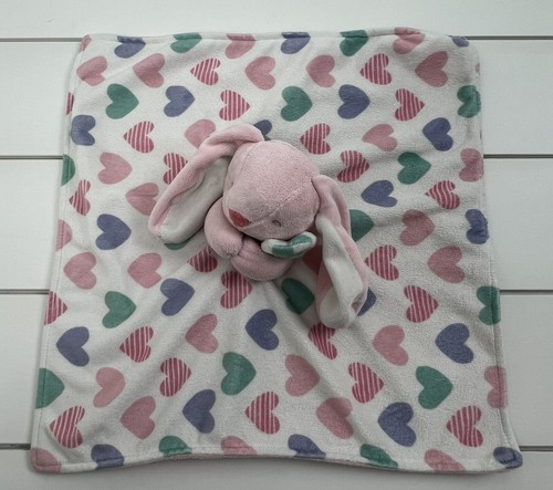CARTER'S Pink Bunny Lovey Plush Security Blanket Hearts Long Ears 2016 ...
