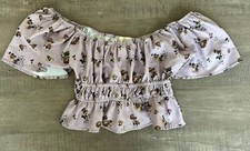 Altar'd State crop top retro purple floral short sleeve off shoulder Xs USA MADE