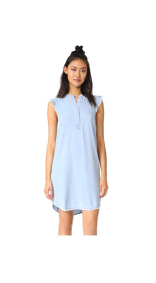 NWT Splendid Womens Crosshatch-Dress Real Indigo Dye Light Wash Size L $150 X039