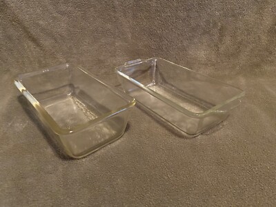 Lot of 2 Vintage Pyrex #212 Heavy Clear Glass Loaf Pan -1 w
