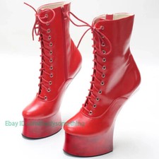 Unisex 7 inch High Heel Ponyplay Platform Fetish Heelless Ankle Boots Size 1-15