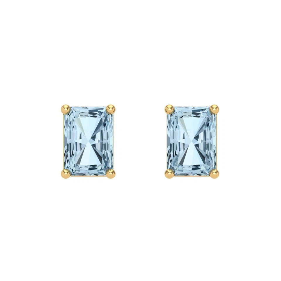 1.32 ct Emerald Cut Solitaire Stud Earrings Yellow Gold Earrings Screw back - Image 3 of 4