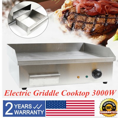 3kw Commercial Electric Hotplate Grill Griddle Bbq Cooktop For