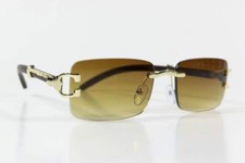 Mens Gold Retro Vintage Elegant Brown Tint Rimless Hip Hop Fashion Sunglasses