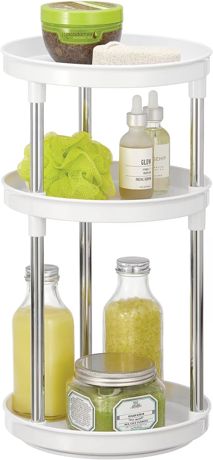 mDesign Rotatable Makeup Organiser with 3 Tiers – Vanity Tray, Lazy Susan
