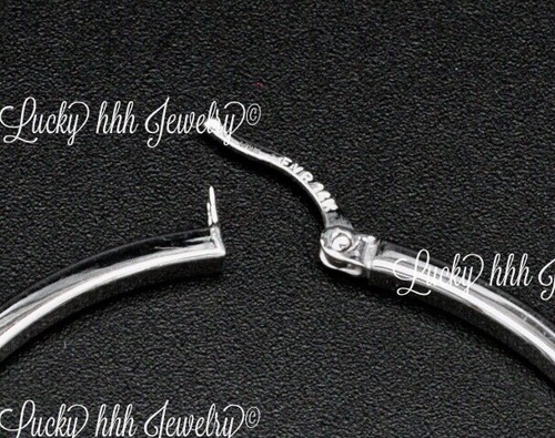 14k White Gold High polished plain Hoop Earring Earrings 4.80 grams #13843 45mm - Picture 3 of 7