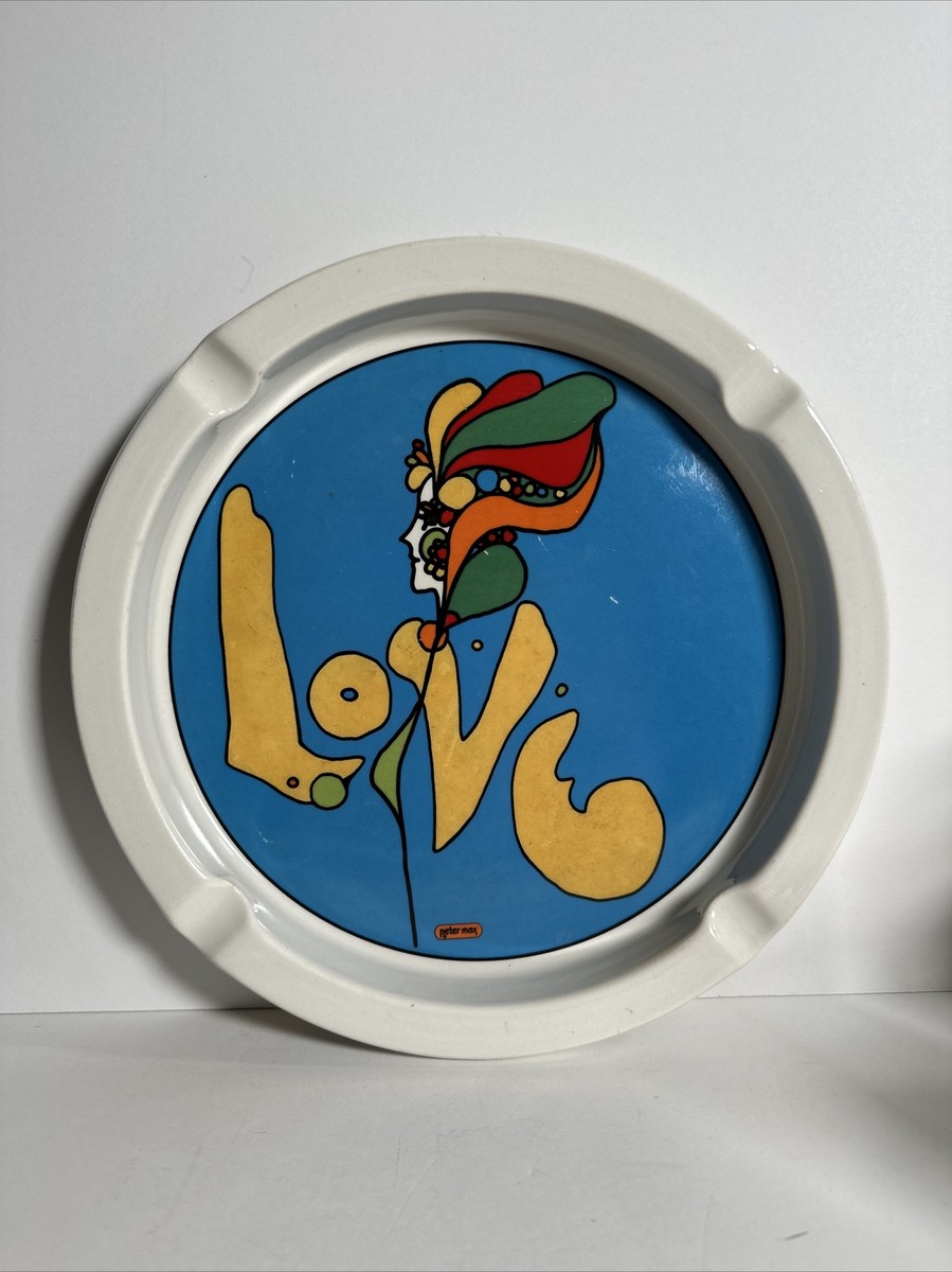 Vintage 1968 PETER MAX - 10” LOVE Ash Tray - Iroquois China