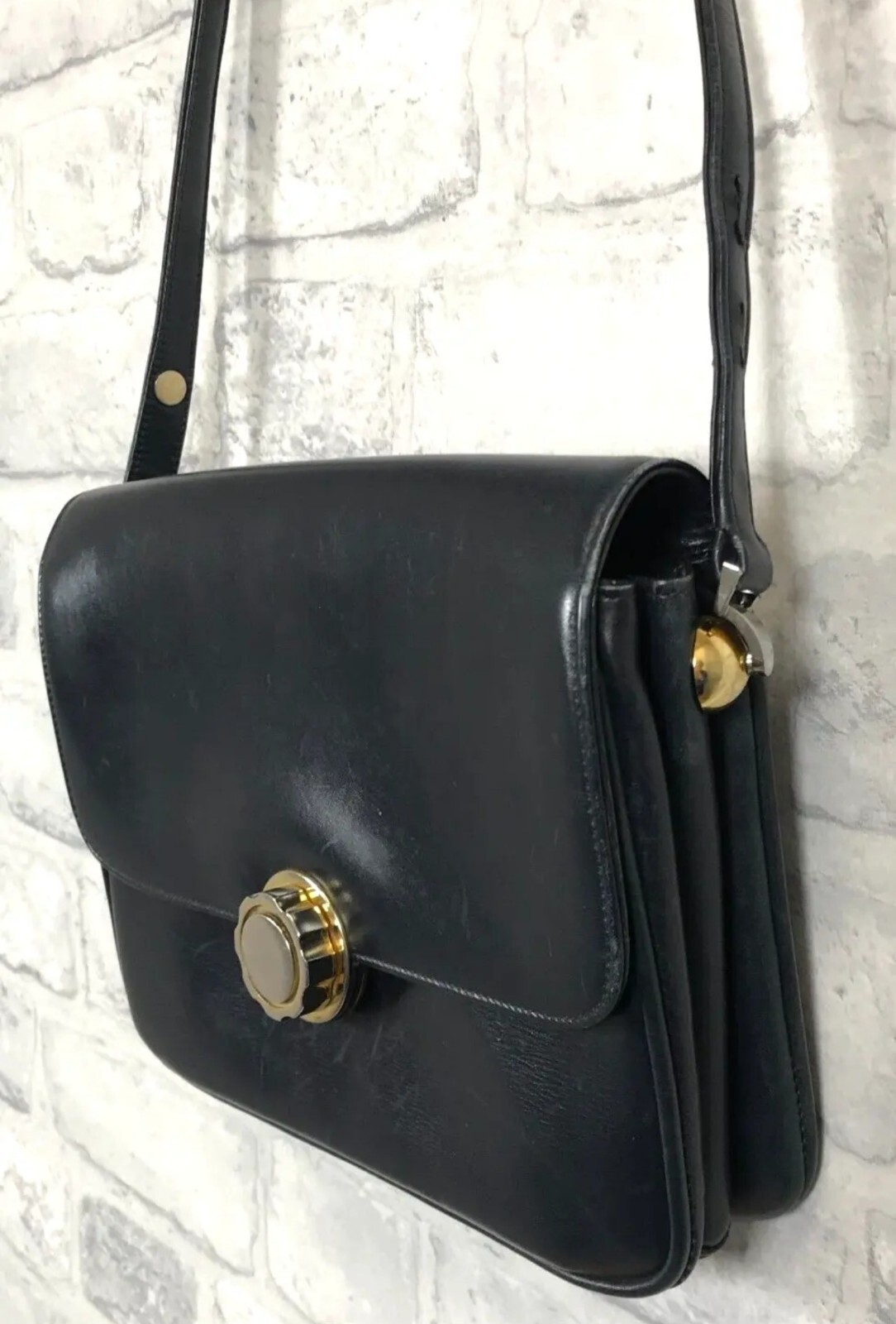 Vintage Launer Shoulder Bag In Navy Patent Leather. Please Read