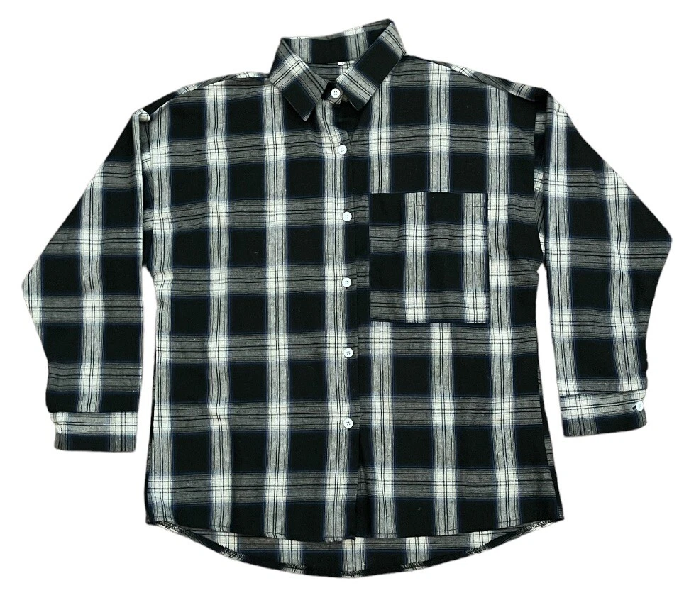 black and white plaid women's shirt