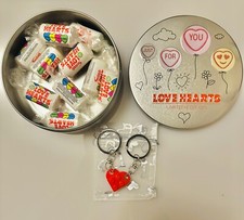 Retro Valentines Day Love Hearts Sweet Tin + Lego Heart Kerings Gift