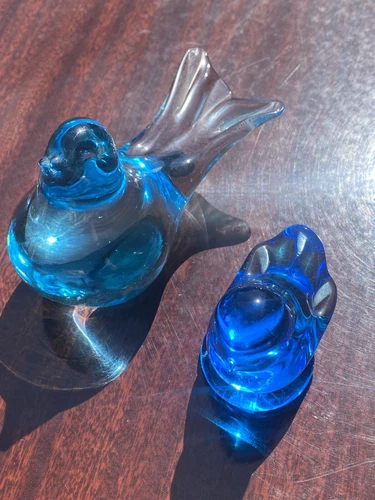 Vintage Lot Art Glass Blue Bird of Happiness Leo Ward Ron Ray Fenton ?