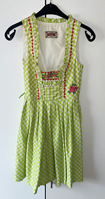 Damen Trachten Dirndl ärmellos Grün kariert Gr. 32 v. Stockerpoint