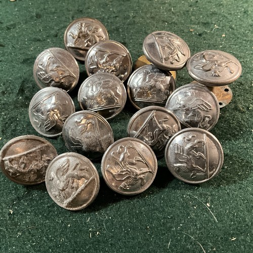 15 x Vintage Obsolete London Transport Police Buttons 23mm pewter. Dompton A37