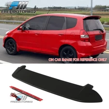 For 06-08 Honda Fit Matte Black Roof Spoiler ABS Rear Roofline Wing w/ LED Light