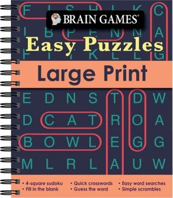 Brain Games - Easy Puzzles - Large Print Spiral