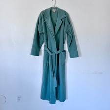 Vintage LL Bean Mint Green Womens Medium Fleece Flannel Long Plush Robe Belted