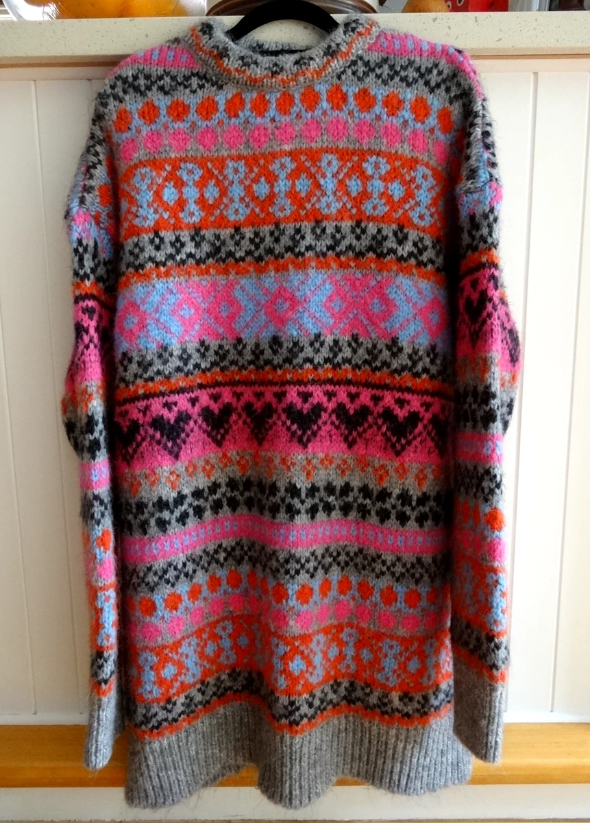 Zara Oversized Colourful Jacquard Knit Women's Jumper Size XL