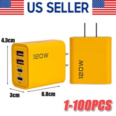 120W 4-Port USB C Fast Wall Charger Block For All Cell Phone iPad lot