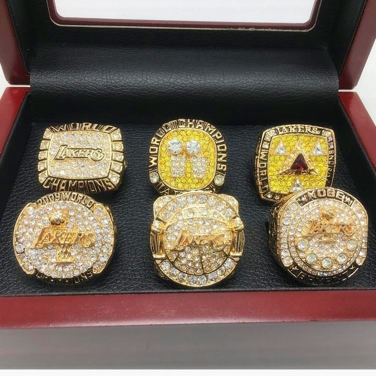 Kobe Bryant 6PCS Los Angeles Lakers Championship Rings Set With Box