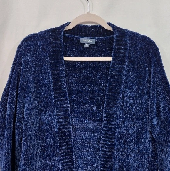 Modcloth Chenille Open Front Cardigan Women's XS Blue Soft Retro 90s Y2K - Image 3 of 4