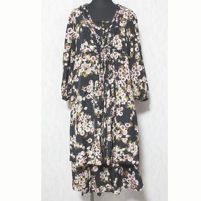 INGEBORG Tunic Blouse and Tiered Skirt Matching Set 4 Navy Pink Women USED