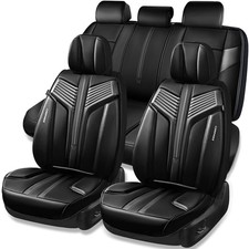 CAR PASS Nappa Leather Seat Covers for Cars, Luxury Waterproof Seat Covers Full