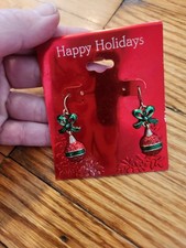 Festive Holiday Christmas Ornament Ball Dangle Earrings