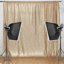 Light Gold Sequin Backdrop Curtain, 6ft x 8ft, Photography, Party, Wedding