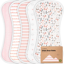 Organic Cotton Burp Cloths for Babies, 5-Pack Sweet Charm Design
