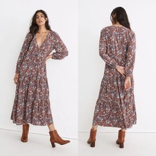 Madewell Challis Faux Wrap Midi Dress NH051 XL Woodland Floral