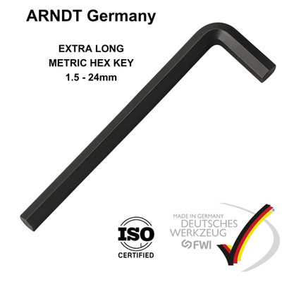 ARNDT EXTRA LANG Inbusschlüssel Sechskantschlüssel METRISCH CrV L-Form Inbusschlüssel 1,5-24 mm
