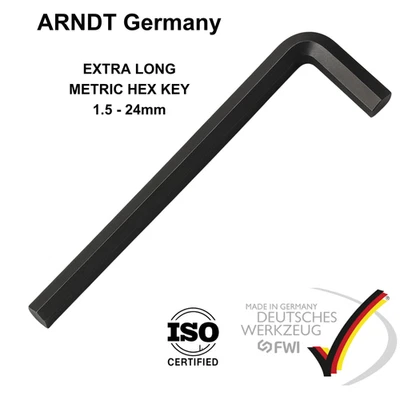 ARNDT EXTRA LONG Allen Keys Hex Keys METRIC CrV L-Shaped Allen Wrench 1.5–24 mm - Image 1 of 4