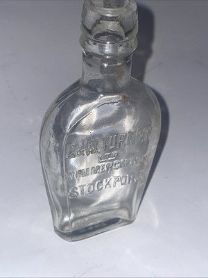Ende 19. Jh. C&W Turner Weinhändler geprägte Probe Glasflasche Taschenkolben