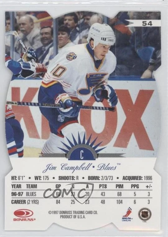 1997-98 Leaf Fractal Matrix Die-Cut Jim Campbell #54 - Image 2 of 2