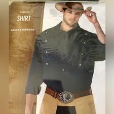 New Western Cowboy Mens Adult Bandit Halloween Costume Shirt 1 pc up to size 44