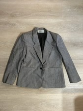 Evan-Picone Gray Houndstooth Lined Single-Button Blazer Suit Jacket Women's 12