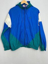 Nike Windbreaker Jacket Mens Blue Green White Colorblock Hooded Small Vintage 90
