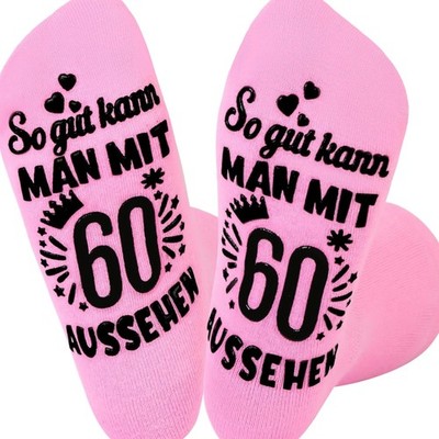 Birthdaysocken Damen Frauen Baumwolle Rutschfest Geschenk Geburtstag Wadenlang
