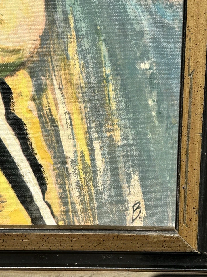 Pintura al óleo Pittsburgh Steelers jugador pelota corriendo 20 x 26" Foto 2 de 4