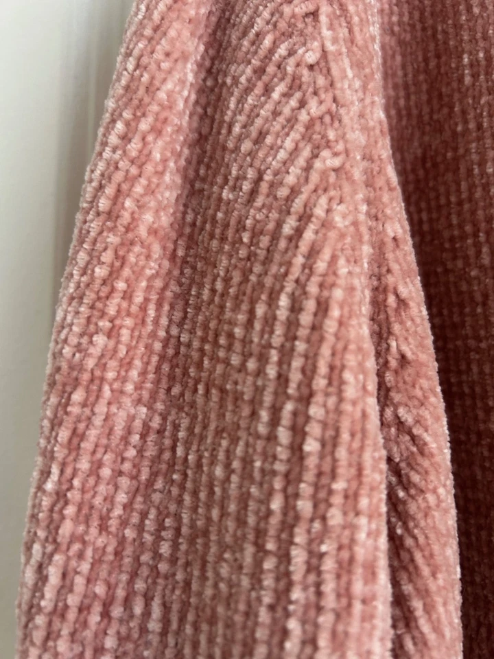 Suéter Chenille Seven7 Mujer XL Rosa Malva Tejido Suave Holgado Cárdigan Abierto Foto 2 de 4