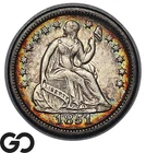 1851-O Seated Liberty Half Dime, Great Album Toner, AU++, Tough This Nice!