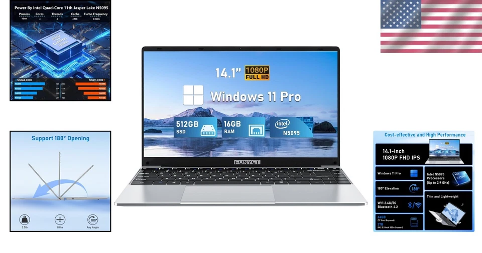 Ultra-Slim 14" Gaming Laptop 16GB RAM 512GB SSD - Image 2 of 4