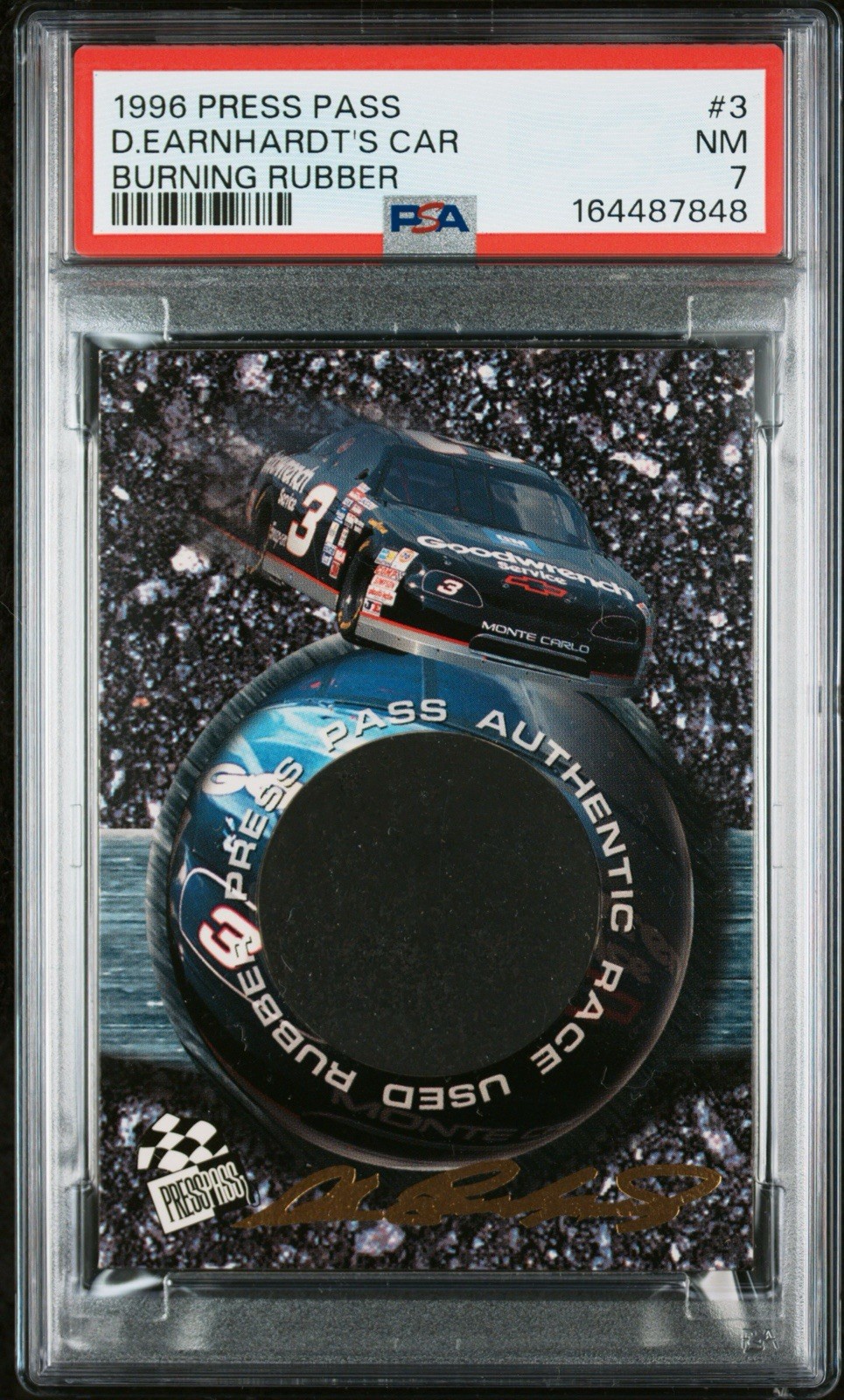 1996 PRESS PASS BURNING RUBBER #3 D.EARNHARDT'S CAR BURNING RUBBER 318/500 PSA 7 view 1
