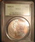 Textile Toned 1885-O Morgan Silver Dollar PCGS MS63 Old Green Holder