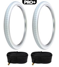 PRO BICYCLE TIRES 26 X 2.125 WHITE P-123A DIAMOND SEMI-SLICK TREAD W/ TUBES