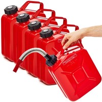 Bw® Metall Benzinkanister Mit Schraubverschluss 5X 5 Liter + AusgießEr - Rot