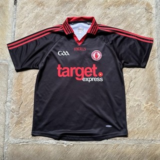 O’Neills Tyrone GAA Shirt Jersey Large Black Vintage Short Sleeve Gaelic Top