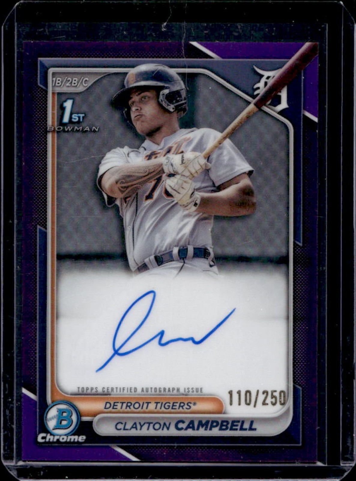 2024 Bowman Chrome Clayton Campbell Auto Purple Refractor 1st #110/250